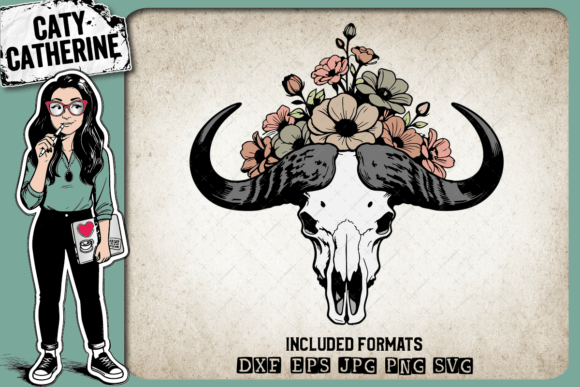 Bison Skull with Flowers – Western SVG Review