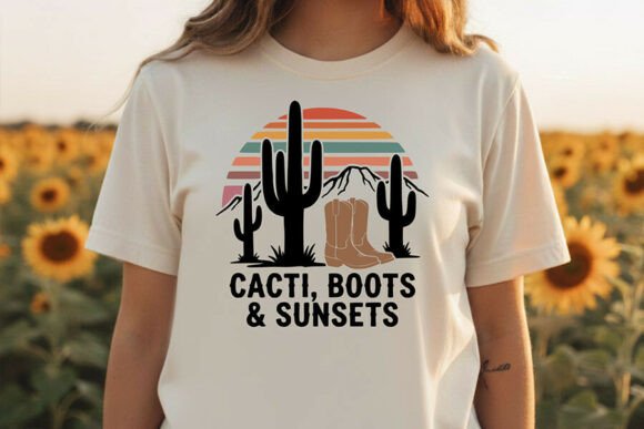 Cacti Boots Sunsets SVG, Western Cowgirl