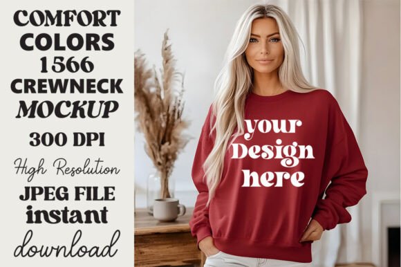 Comfort Colors 1566 Mockup Crimson 22