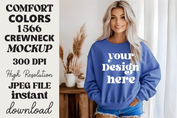 Comfort Colors 1566 Mockup Flow Blue 9