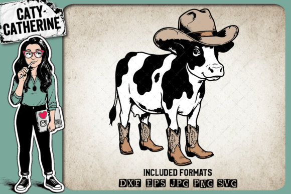 Cow Wearing Cowboy Hat Boots: A Fun Embroidery Design for Real Projects