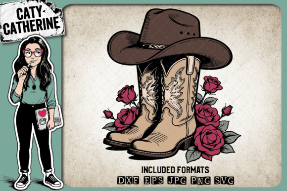 Cowboy Boots with Cowboy Hat and Flowers Embroidery Design Review