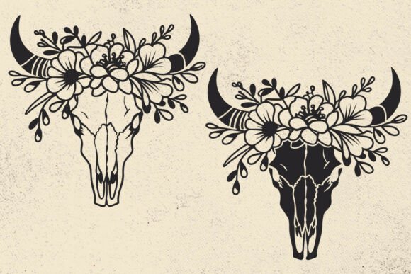 Flower Cow Skull Svg for Real Embroidery Projects