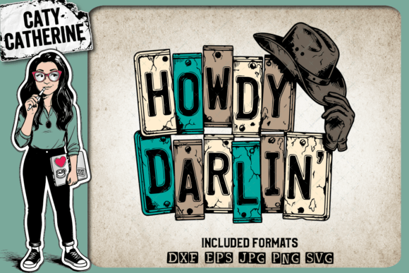 Howdy Darlin License Plate Typography: A Bold Western Statement for Embroidery Projects