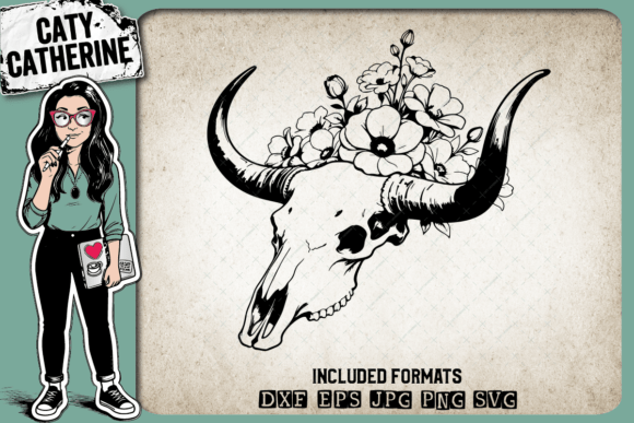 Longhorn Skull with Flowers – Western Design Review