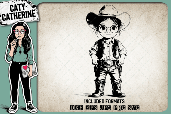 Young Cowgirl Wearing Cowboy Boots Hat Embroidery Design Review
